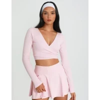 Active Wrap Tie Long Sleeve Crop Top