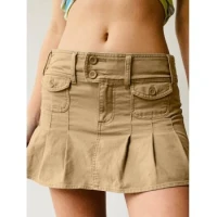 Low Waist Pleated Mini Skirt