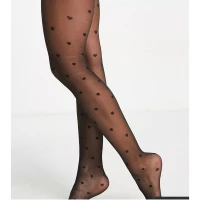 ASOS DESIGN 20 denier all over heart tights in black | ASOS