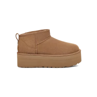 UGG Womens Classic Ultra Mini Platform Suede Classic Boots in Chestnut, Size 12