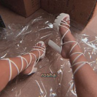 Rosha White Toe Loop Lace Up Platform Heels
