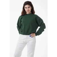 Garment Dye Heavy Fleece Cropped Mock Neck Pullover