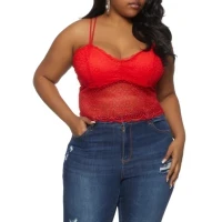 Plus Size Lace Cami - Red