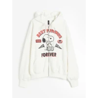 Oversized printed zip-through hoodie