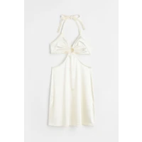 Cut-out Satin Dress - White