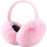 Novia&#39;s Choice Winter Faux Fur Earmuffs Foldable Outdoor Ear Warmers for Women Girls(Pink) at Amazon Women’s Clothing store