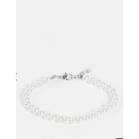 Glass faux pearl beaded bracelet in white