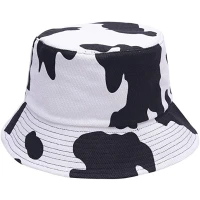 Scisuittech Unisex Cow Print Bucket Hat Double-Side-Wear Reversible Bucket Hat White