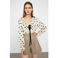 Rivera Beige Polka Dot Blouse
