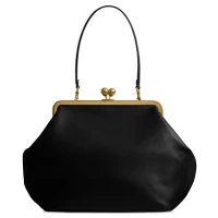 Kisslock Large Leather Frame Bag