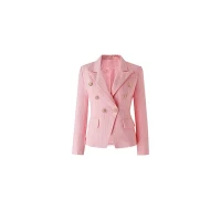Alloaone Women Denim Material For Pink Blazer