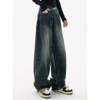 Dark Wash Vintage Baggy Boyfriend Jeans