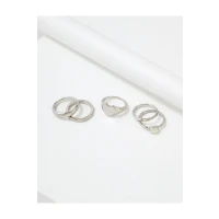 AEO Hearts and Pearl Ring 5-Pack Womens Silver 7