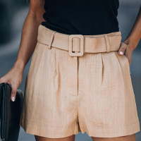 Rancho Mirage Pocketed Belted Linen Blend Shorts
