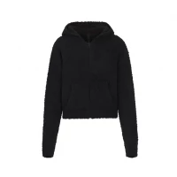 COZY KNIT ZIP UP HOODIE | ONYX