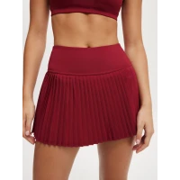 Shaped Pleated Skirt - Deep Red