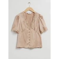 Lace Trimmed Satin Blouse