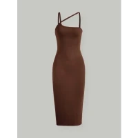 SHEIN MOD Split Hem Rib-knit Bodycon Dress