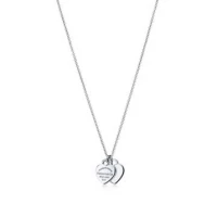 Double Heart Tag Pendant in Silver