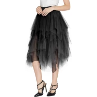 Urban CoCo Women&#39;s Sheer Tutu Skirt Tulle Mesh Layered Midi Skirt
