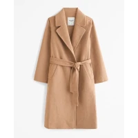 Double-Cloth Belted Wool-Blend Coat