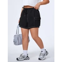 SHEIN Coolane Plus Size Colorblocked Drawstring Waist Shorts