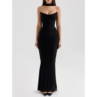 CASSIDY Black Mesh Maxi Skirt with Fluted Hem | Nordstrom