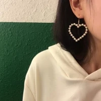 Faux Pearl Heart Drop Earring