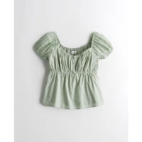 Girls Y2K Ruched Babydoll Top