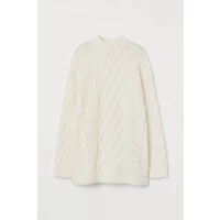 H & M - Wool-blend Cable-knit Sweater - White