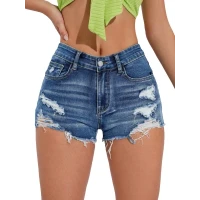 Verdusa Women&#39;s Ripped Distressed Skinny Denim Shorts