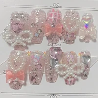 Handmade Pink Bow Melody Cute Press on Nails Cute Nails Pink - Etsy