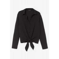 Womens No Ties Button-Down Shirt - Black - XS, Black