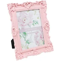 Amazon.com - Laura Ashley 5x7 Pink Ornate Textured Hand-Crafted Resin Picture Frame with Easel &amp; Hook for Tabletop &amp; Wall Display, Decorative Floral Design Home DÃ©cor, Photo Gallery, Art, More (5x7, Pink) -