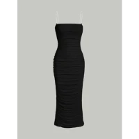 SHEIN MOD Chain Detail Ruched Cami Dress