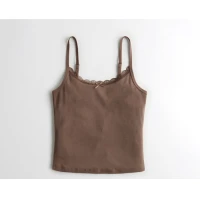 Lace Trim Ribbed Cami