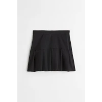 Pleated Twill Skirt - Black