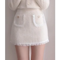 Macaron fur mini skirt 2color