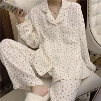 Tanee - Pajama Set: Cherry Print Long-Sleeve Top + Pants | YesStyle