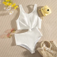 Knot Hem High Waisted Bikini Swimsuit