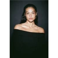 Rib-knit Off-the-shoulder Top