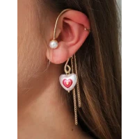 Heard Shape Faux Pearl One Earring