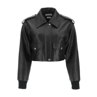 ALEXANDER MCQUEEN SHORT LEATHER JACKET 40 Black Leather