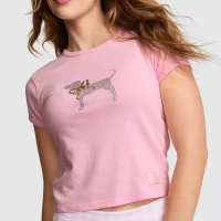 Buy PINK x LoveShackFancy Retro Cotton Tee - Order Tops online 1127352300 - PINK US