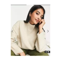 River Island spliced front ribbed sweater in cream