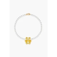 Golden teddy bear pearl necklace