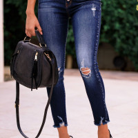 Lia Dark Wash Distressed Denim Skinny Jeans