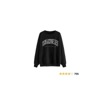 MakeMeChic Women's Graphic Letter Print Round Neck Long Sleeve Sweatshirt Pullover Tops