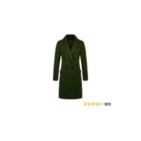 chouyatou Women's Basic Designed Notch Lapel Double Breasted Mid-Long Wool Pea Coat