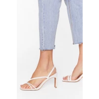 Womens Were Strappy Together Faux Leather Heels - White - 5, White